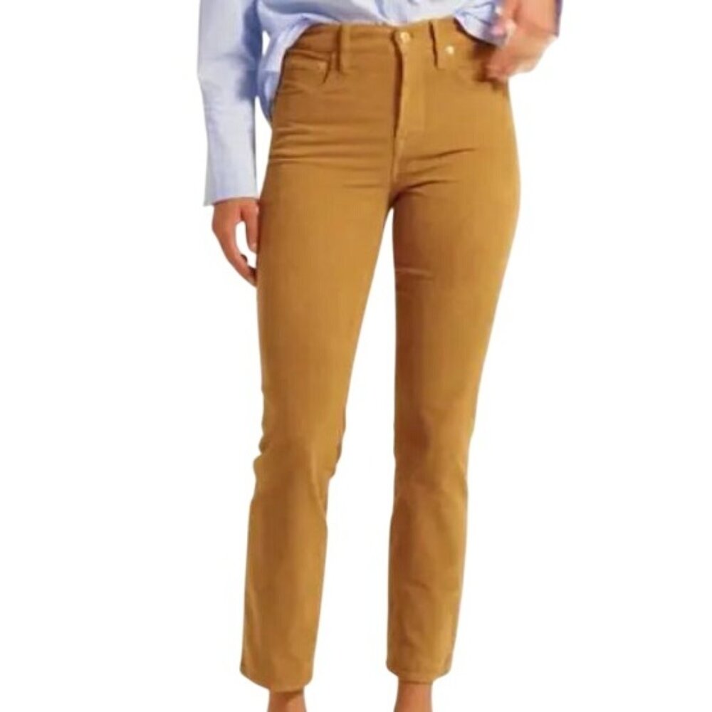 J.Crew Womens Slim Fit Mustard Yellow Cropped Pants Size 28 Straight Leg